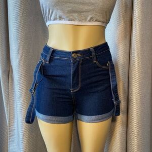 Papaya Navy Jean Shorts with Straps